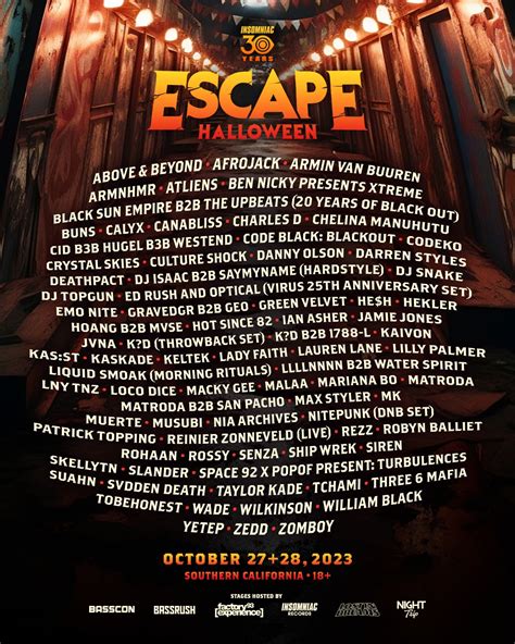 escape halloween 2023 lineup reddit|Escape Halloween 2023 Lineup .